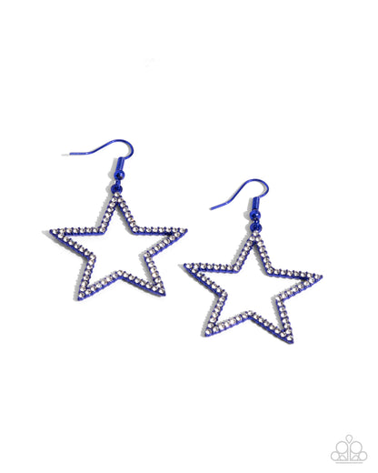 Streamlined Stars - blue - Paparazzi earrings