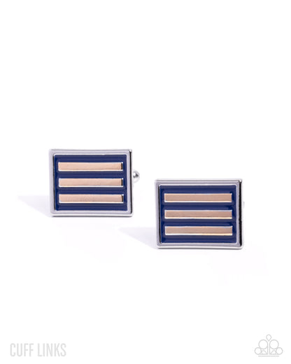 Striped Sensei - blue - Paparazzi MENS cufflinks