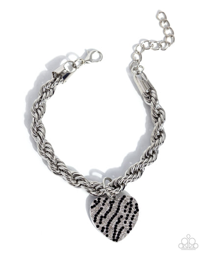 Striped Sentiment - black - Paparazzi bracelet