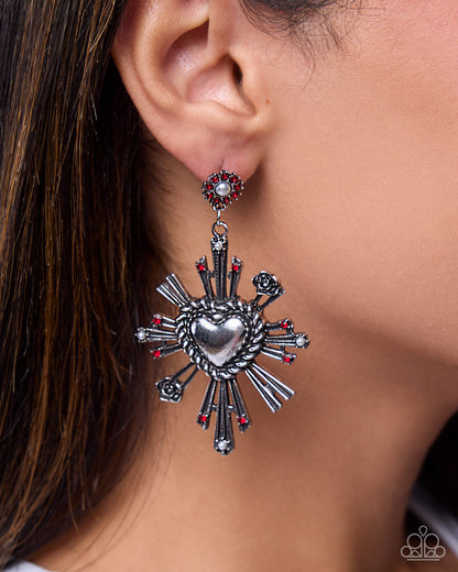 Structured Sunburst - red - Paparazzi earrings