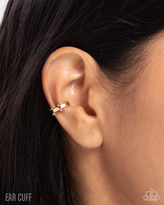 Studded Simplicity - gold - Paparazzi ear cuff
