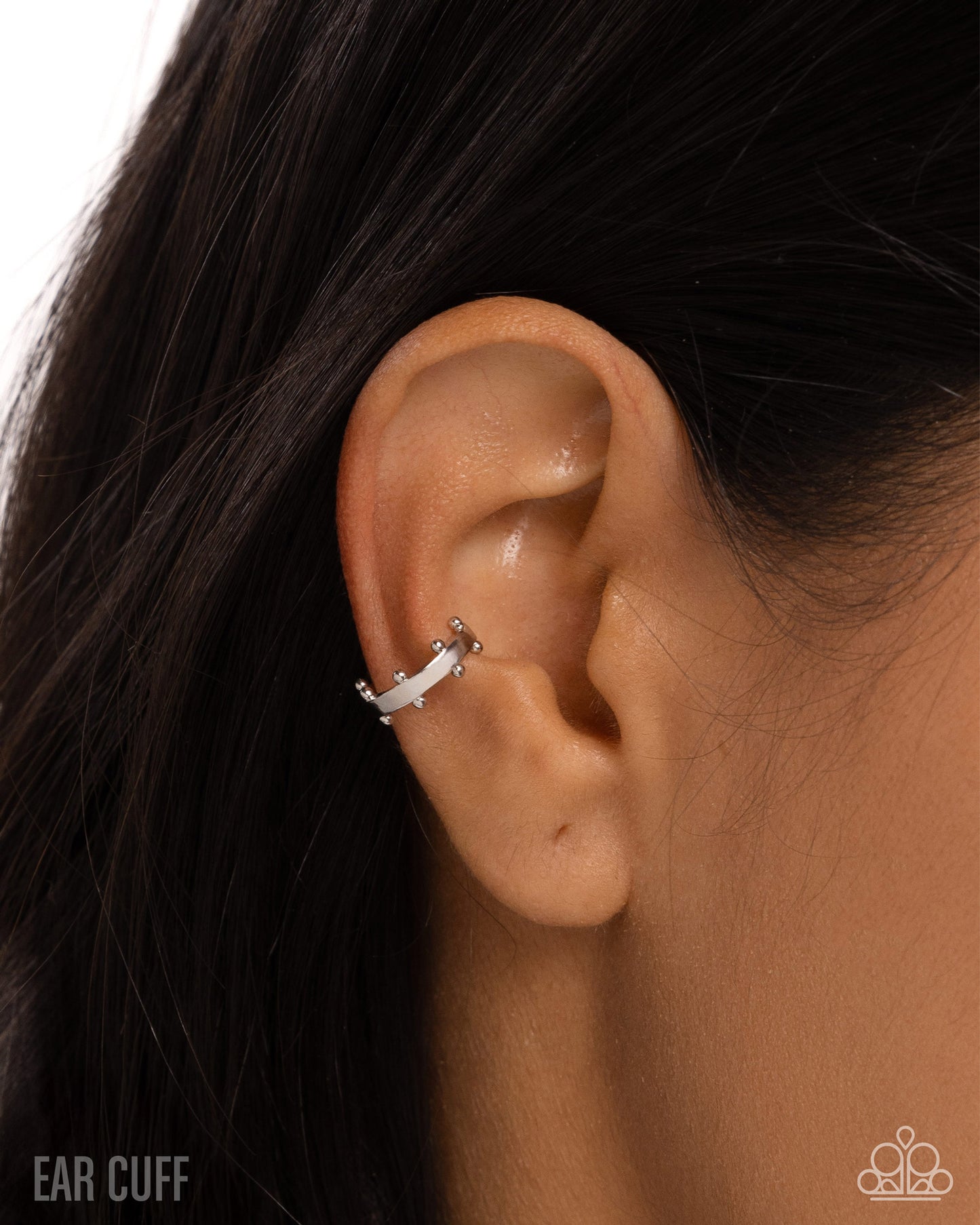 Studded Simplicity - silver - Paparazzi ear cuffs