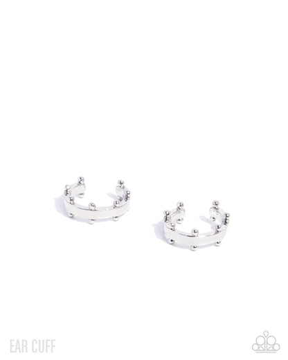 Studded Simplicity - silver - Paparazzi ear cuffs