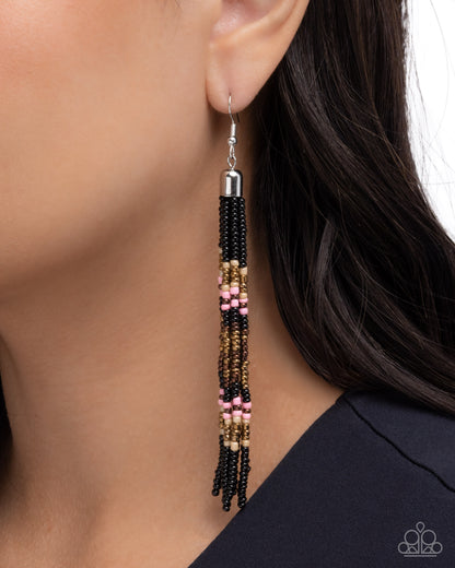 Stunning Strands - black - Paparazzi earrings