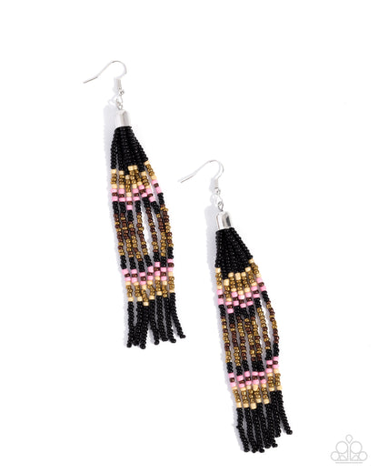 Stunning Strands - black - Paparazzi earrings