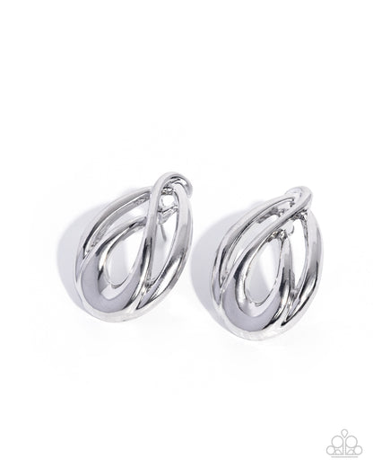 Sturdy Sheen - silver - Paparazzi earrings