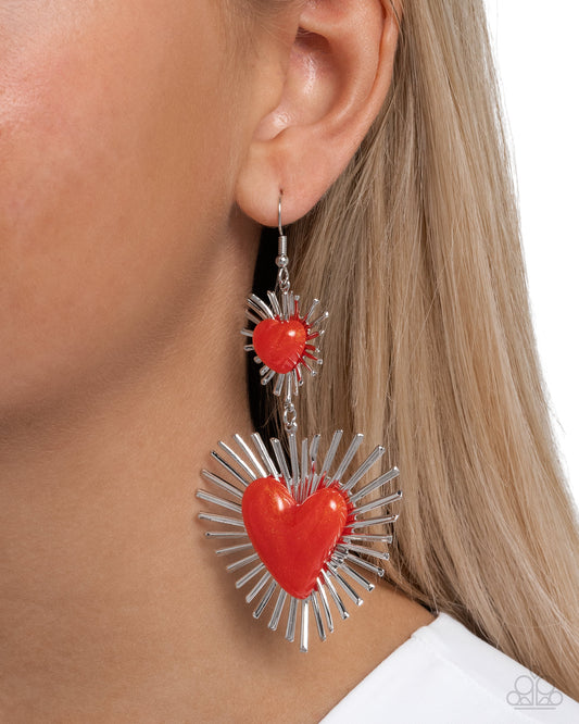 Sunburst Sweethearts - red - Paparazzi earrings