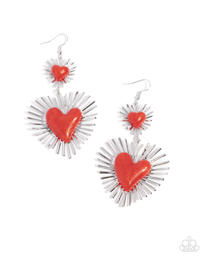 Sunburst Sweethearts - red - Paparazzi earrings