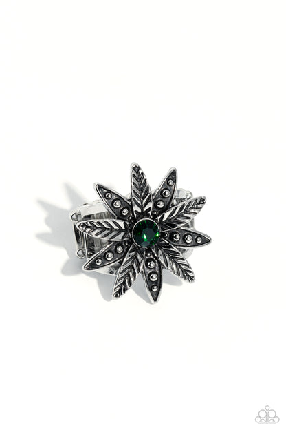 Sunflower Season - green - Paparazzi ring