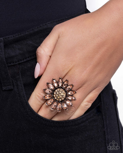 Sunflower Setting - copper - Paparazzi ring