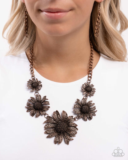 Sunflower Spring - copper - Paparazzi necklace