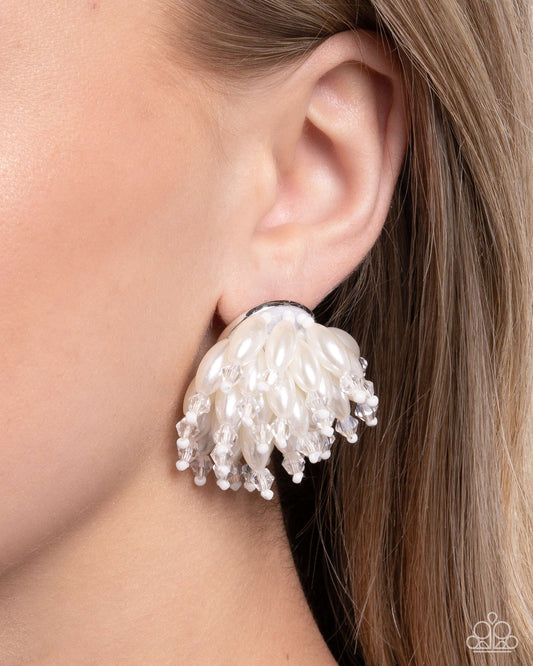 Sunset Shower - white - Paparazzi earrings