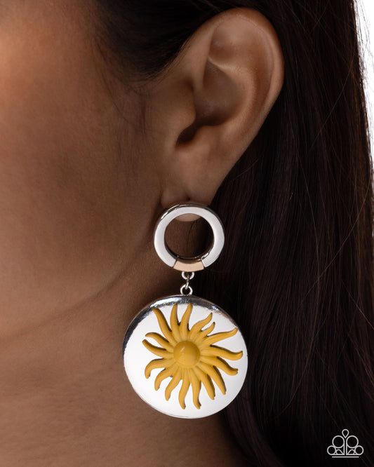 Sunshine Surge - yellow - Paparazzi earrings