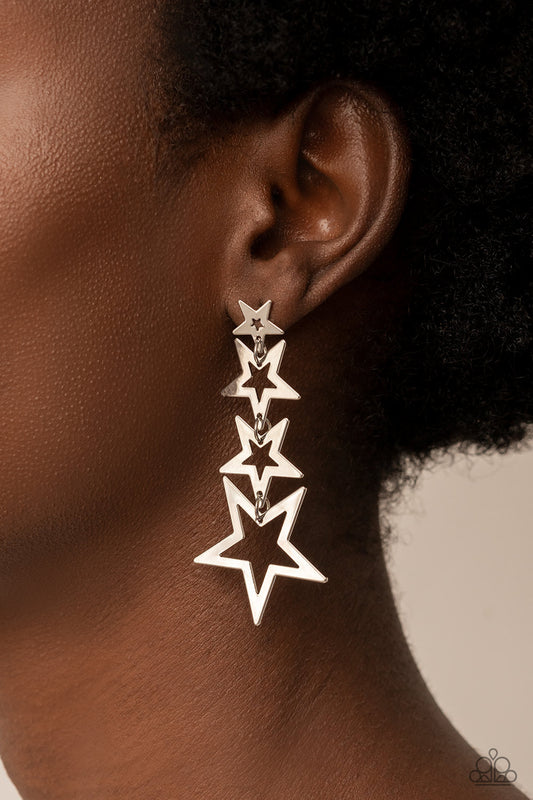 Superstar Crescendo - silver - Paparazzi earrings