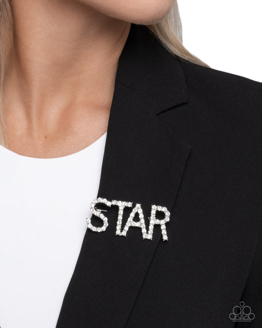 Superstar Sum - white - Paparazzi brooch