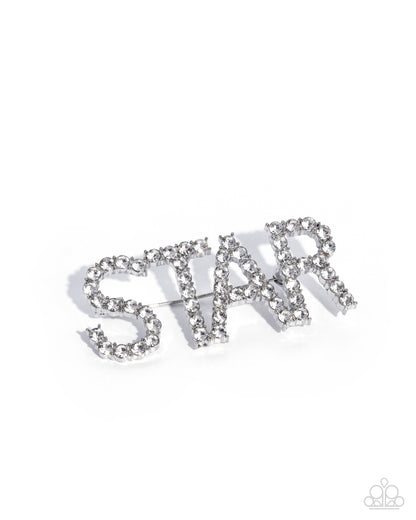 Superstar Sum - white - Paparazzi brooch