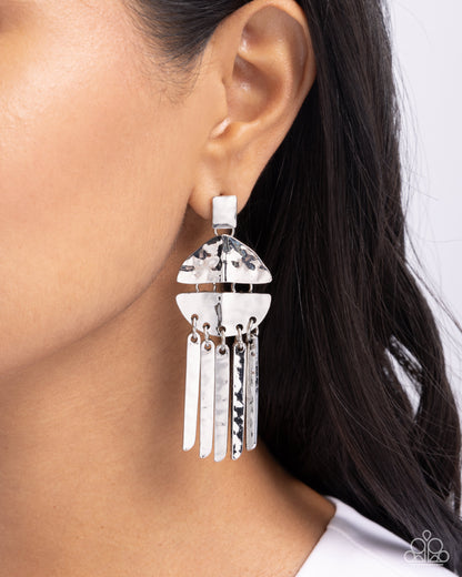 Suspended Disbelief - silver - Paparazzi earrings