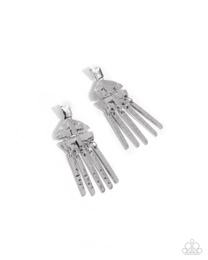 Suspended Disbelief - silver - Paparazzi earrings