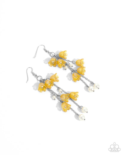 Suspended Sophistication - yellow - Paparazzi earrings
