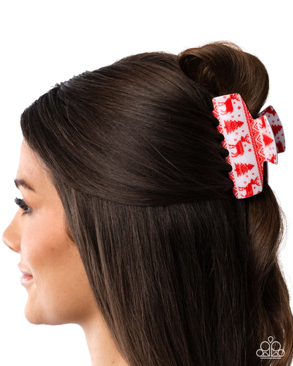 Sweater Story - red - Paparazzi hair clip