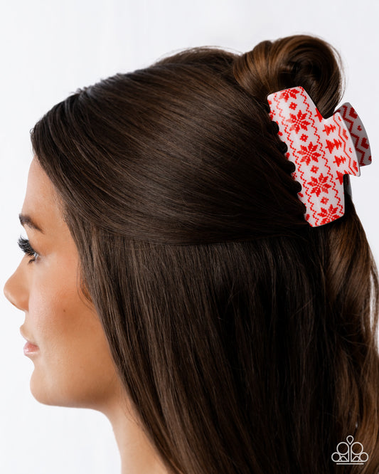 Sweater Style - red - Paparazzi hairclip