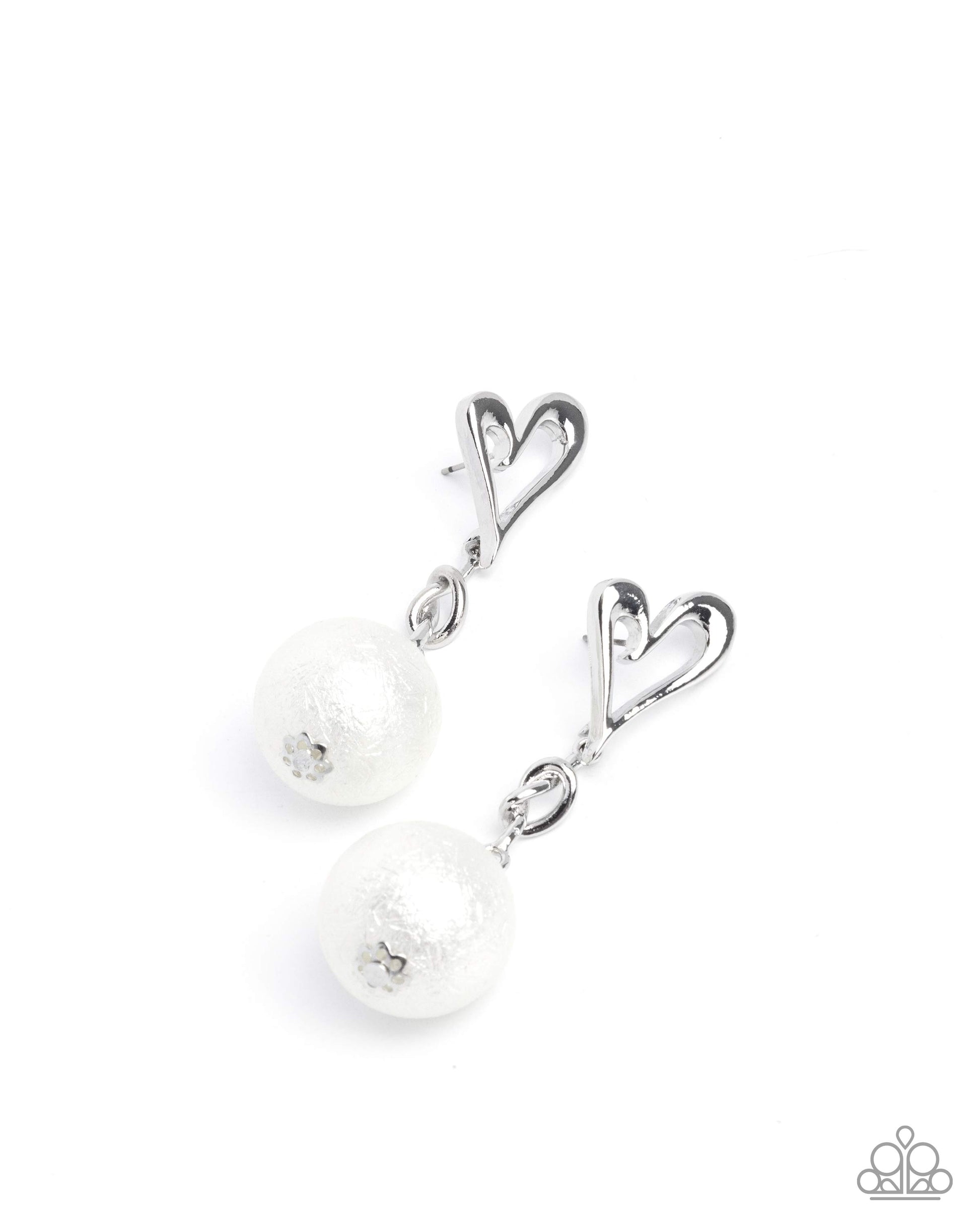 Sweetheart Sphere - white - Paparazzi earrings