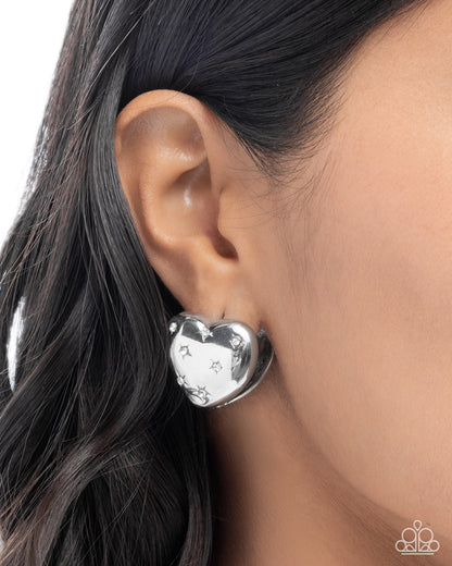 Sweetheart Stars - white - Paparazzi earrings