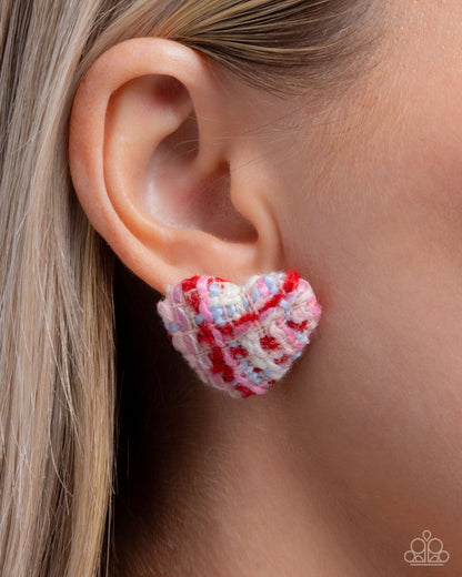 Sweetheart Stitching - pink - Paparazzi earrings