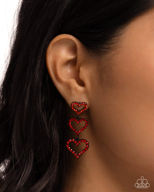 Sweetheart Succession - red - Paparazzi earrings