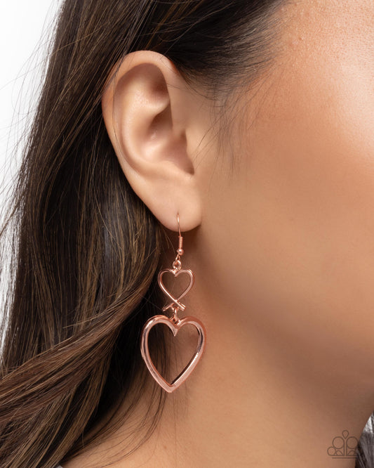 Sweetheart Symmetry - copper - Paparazzi earrings
