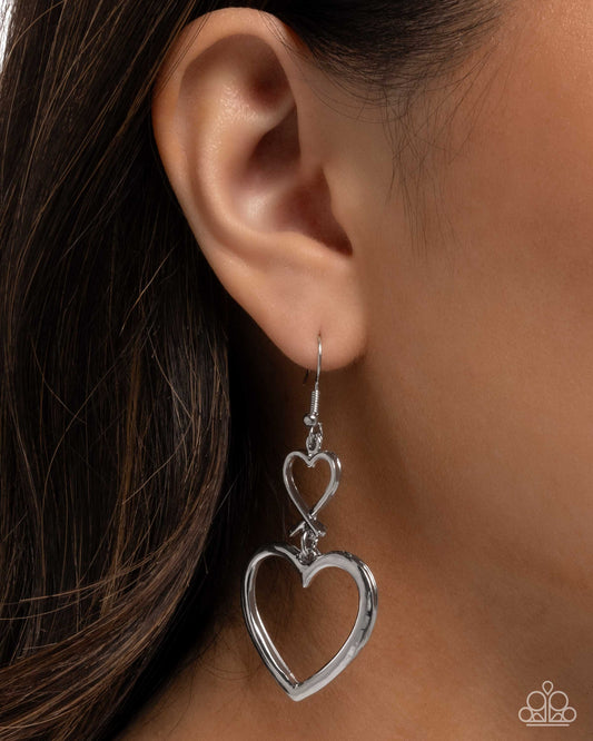 Sweetheart Symmetry - silver - Paparazzi earrings