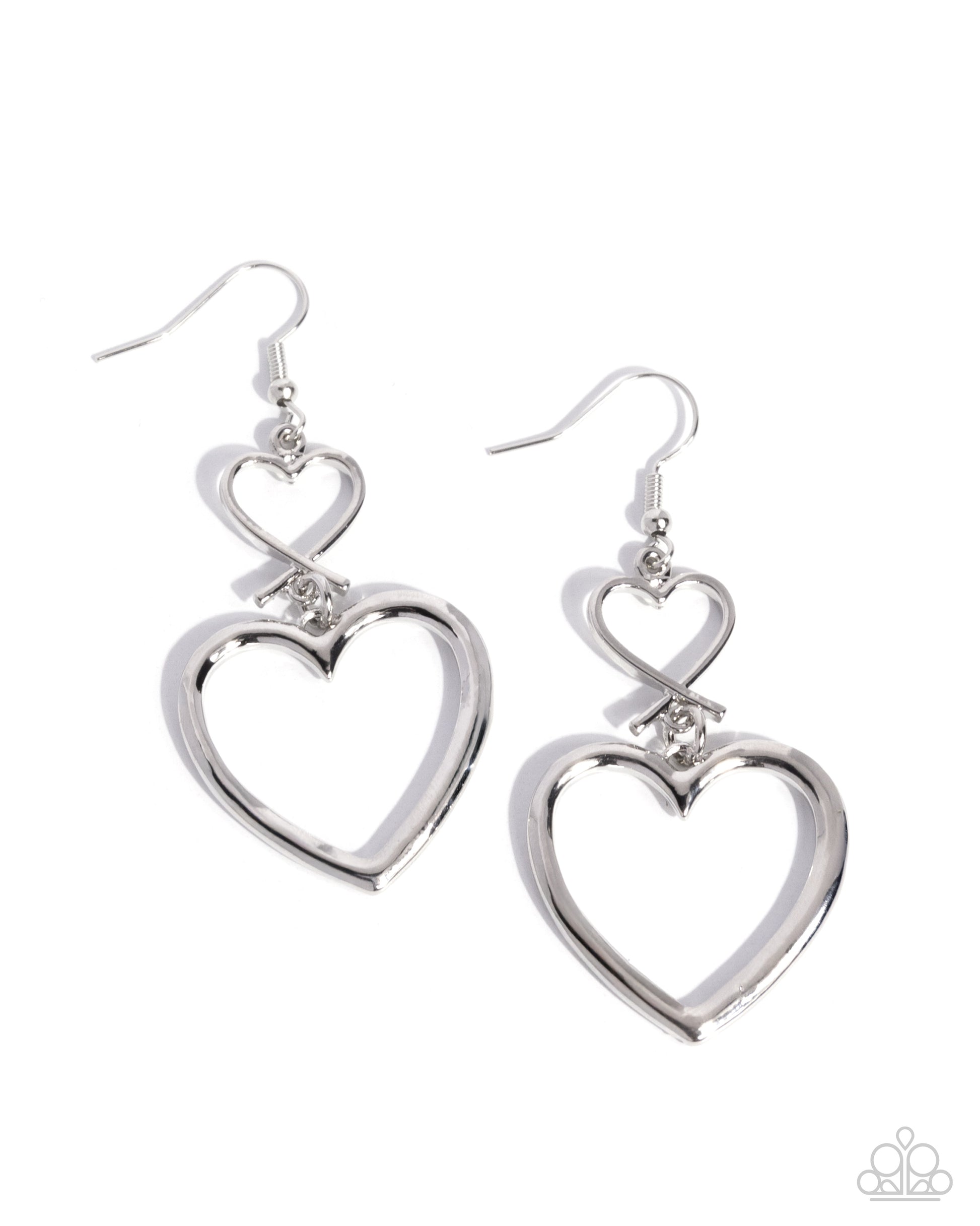 Sweetheart Symmetry - silver - Paparazzi earrings