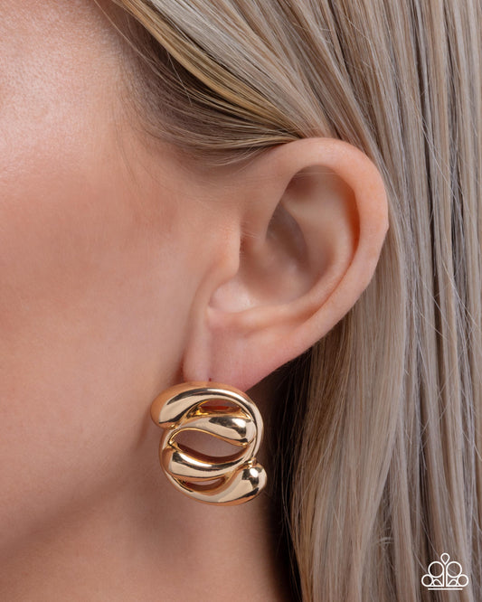 Swirled Sass - gold - Paparazzi earrings