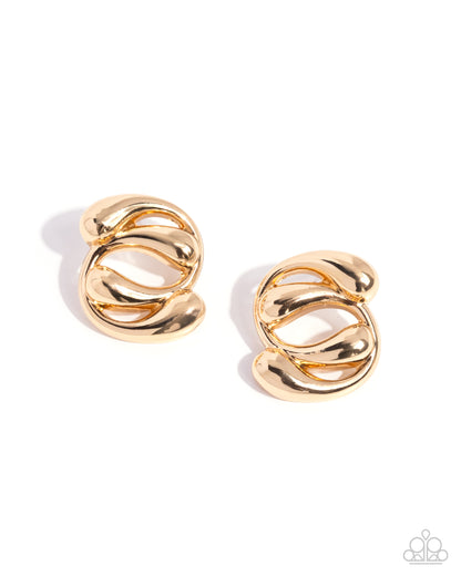 Swirled Sass - gold - Paparazzi earrings