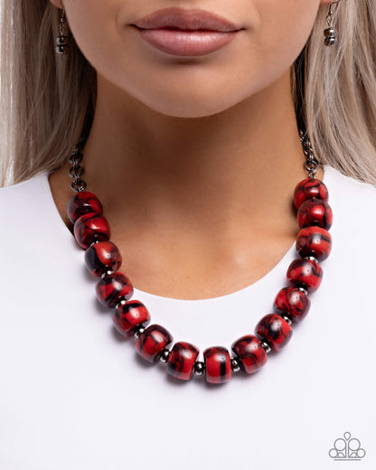 Swirled Serenity - red - Paparazzi necklace