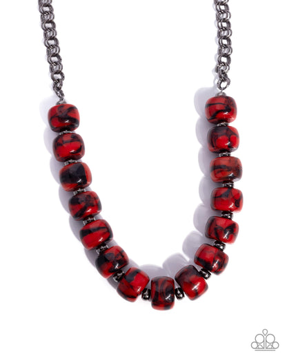 Swirled Serenity - red - Paparazzi necklace