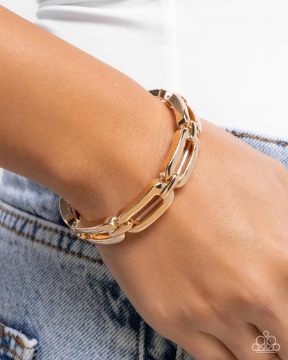 Symmetrical Sheen - gold - Paparazzi bracelet