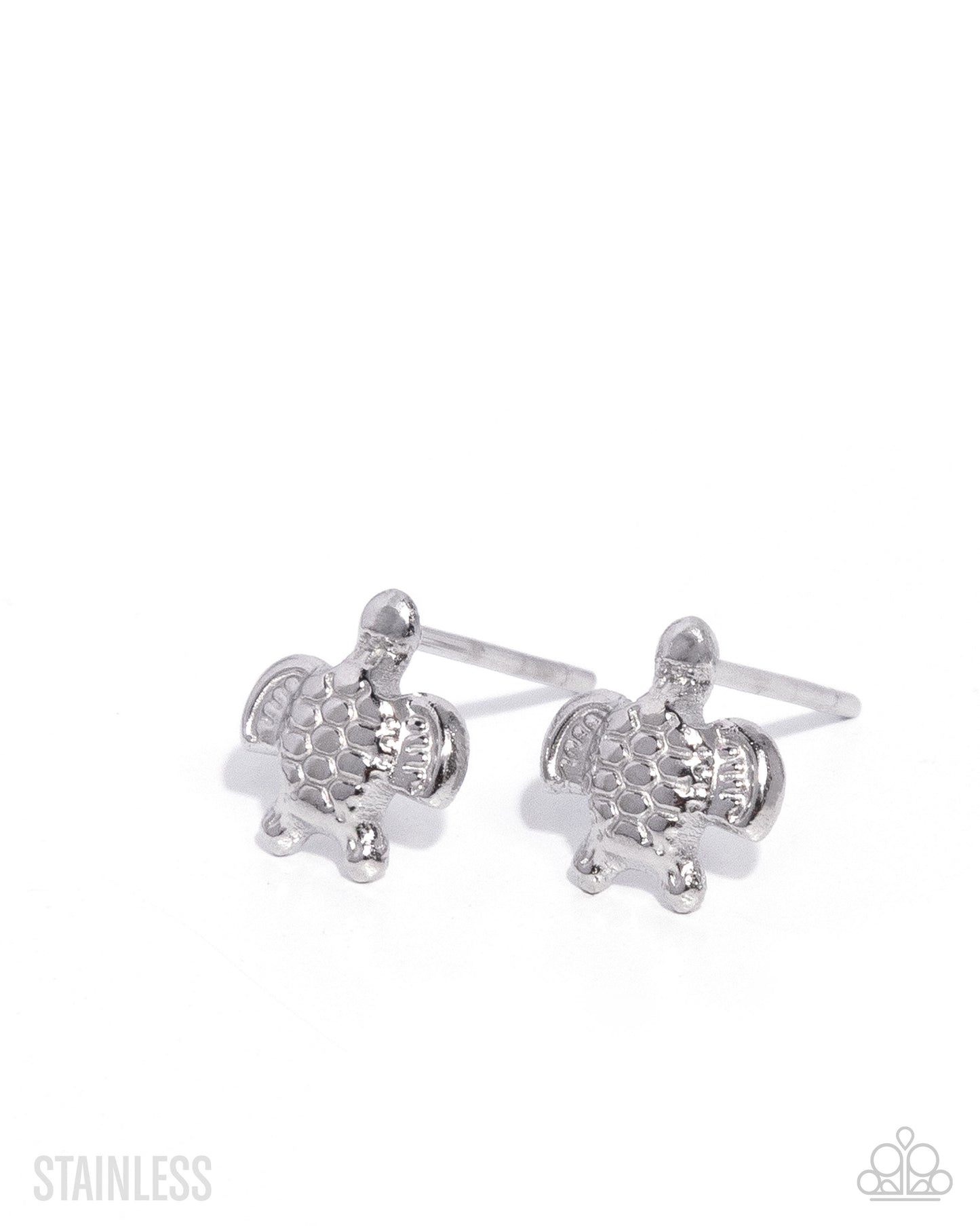 Tactical Turtle - silver - Paparazzi earrings