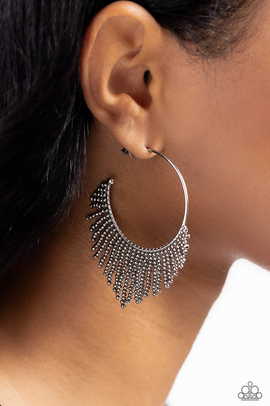 Tailored Tassel - silver - Paparazzi earrings