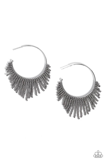 Tailored Tassel - silver - Paparazzi earrings