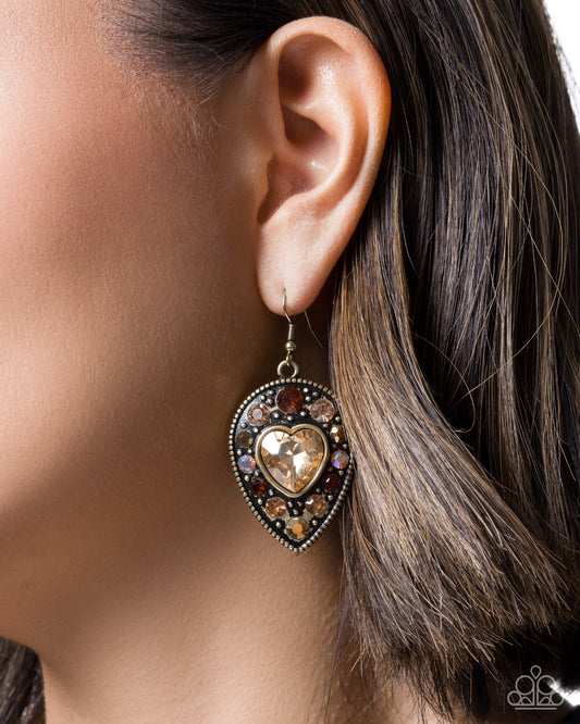 Tailored Tenure - brass - Paparazzi earrings