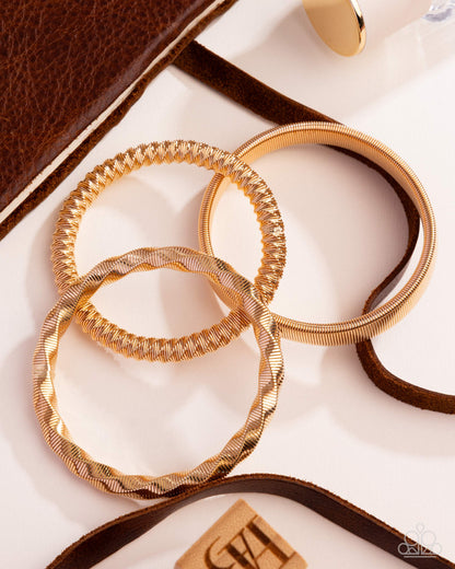 Tailored Texture - gold - Paparazzi bracelet