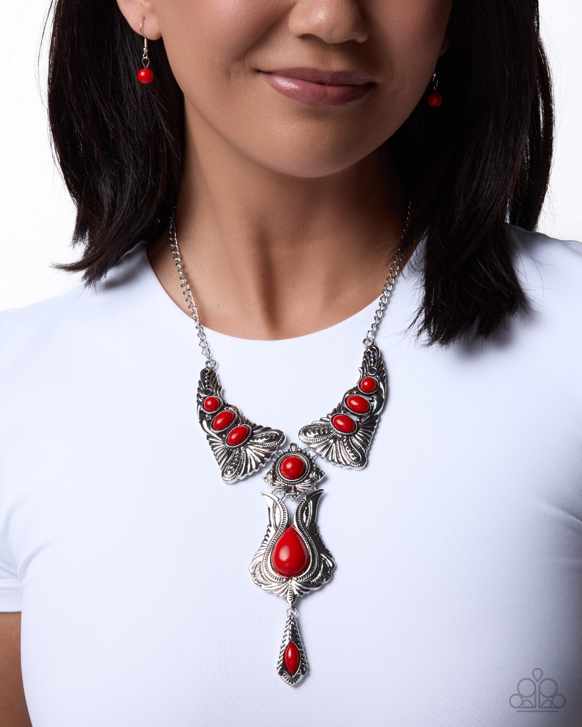 Tailored Timeline - red - Paparazzi necklace