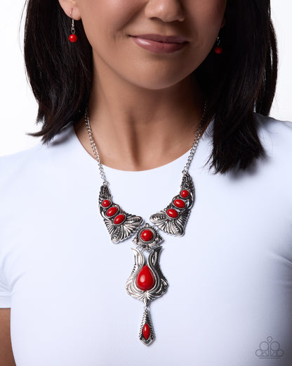 Tailored Timeline - red - Paparazzi necklace