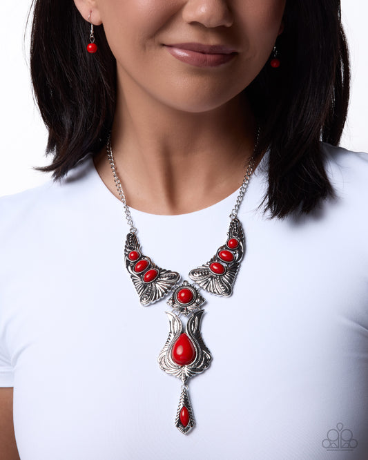 Tailored Timeline - red - Paparazzi necklace