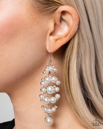 Talk of The Ton - white - Paparazzi earrings