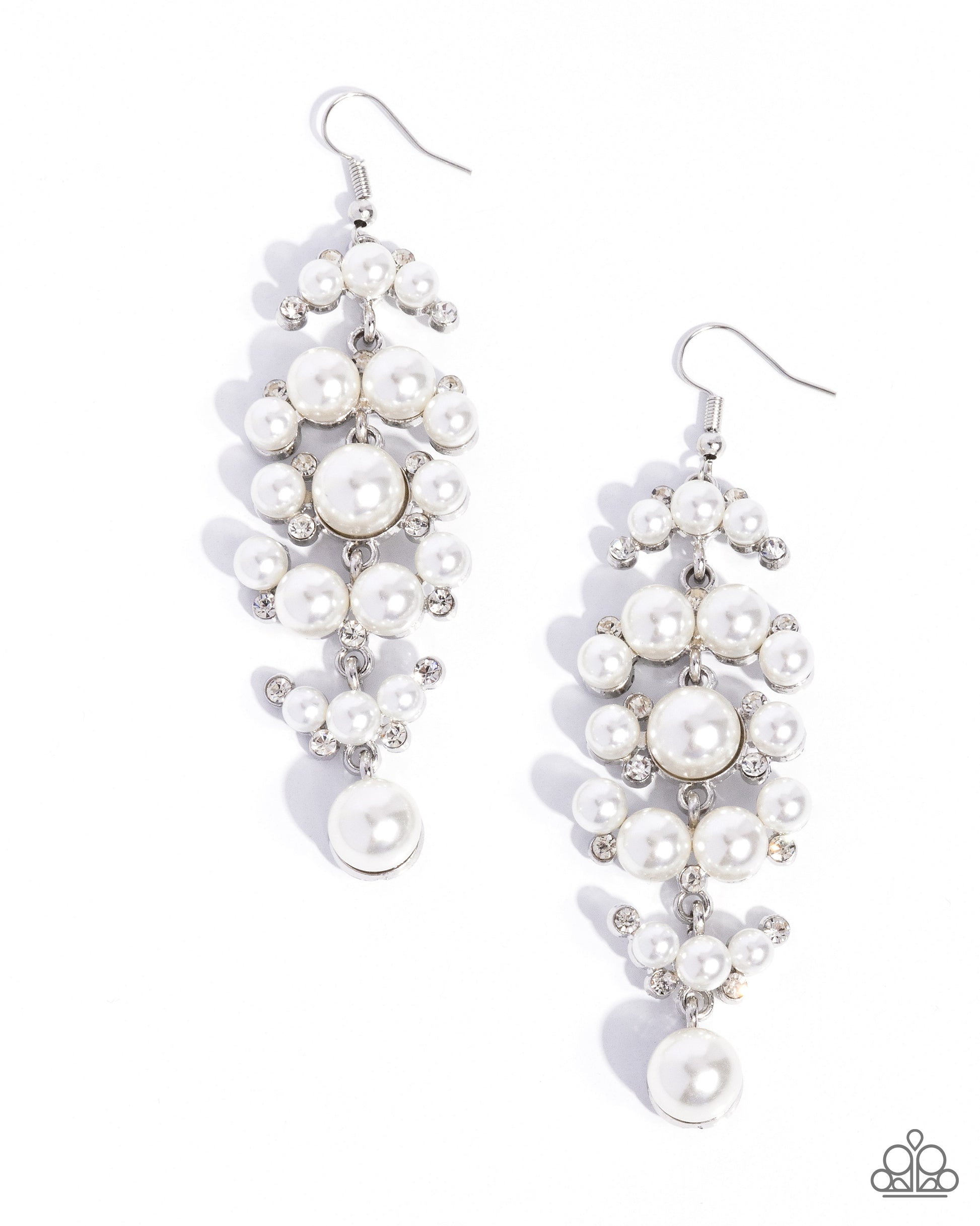 Talk of The Ton - white - Paparazzi earrings