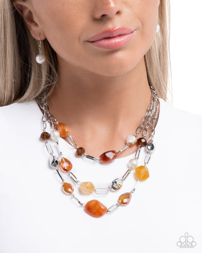 Tangible Tiers - orange - Paparazzi necklace