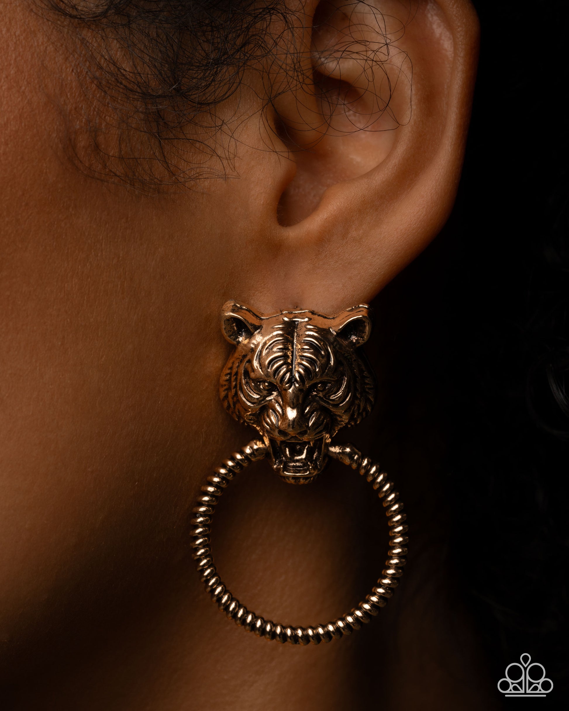 Tangible Tiger - gold - Paparazzi earrings