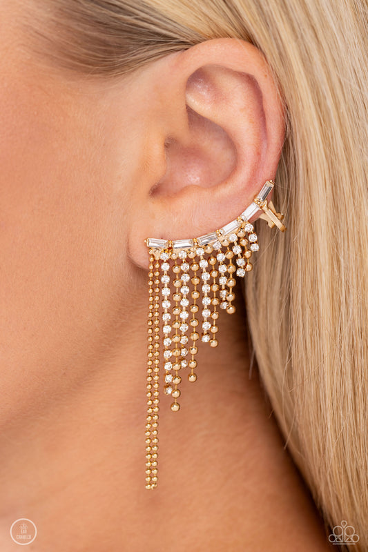 Tapered Tease - gold - Paparazzi earrings